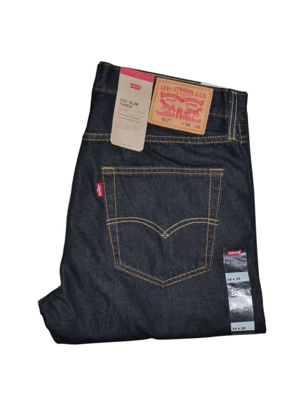 Levis 512 Men's Size 34x32 Dark Wash Jeans Denim Slim Taper Fit NWT